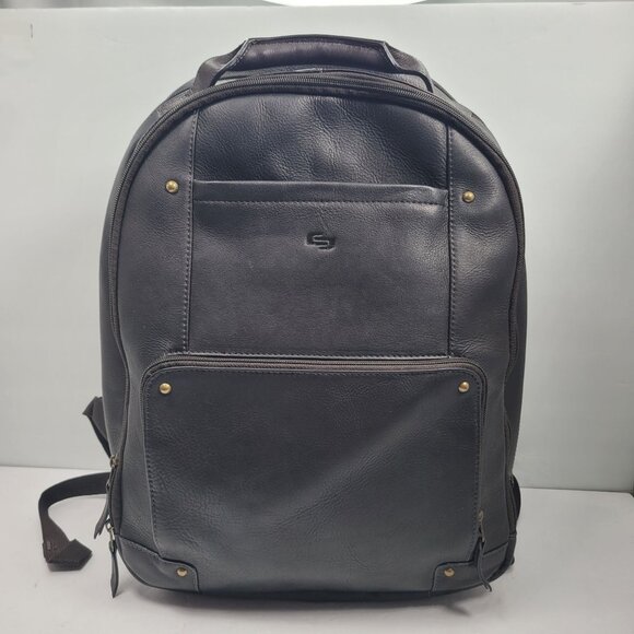 Solo New York Reade Men's Black Leather Backpack - Picture 1 of 11